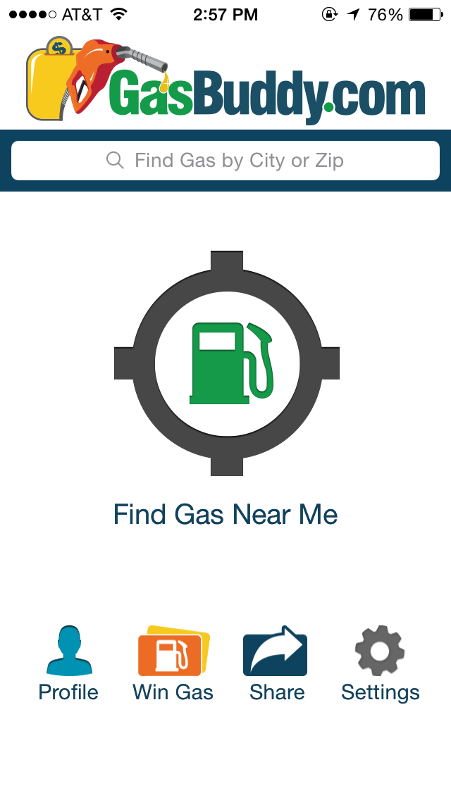 Gas Buddy Mobile App Home Screen