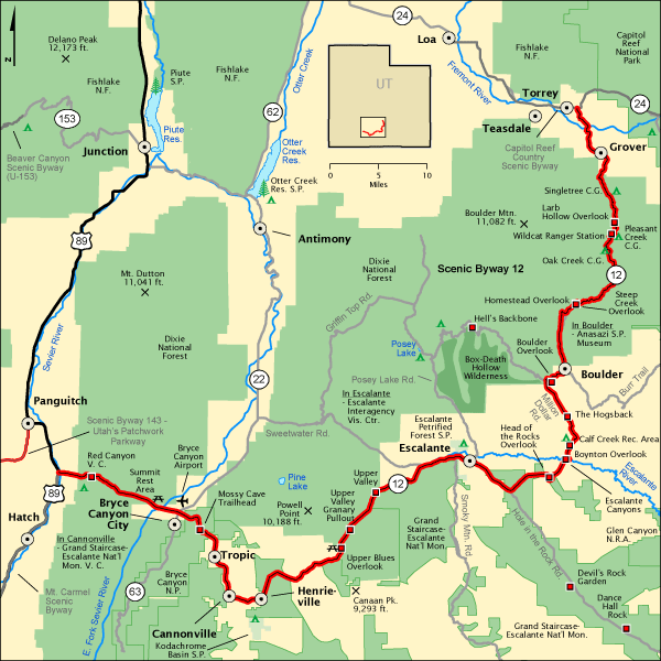 Utah Scenic Byway 12 Map