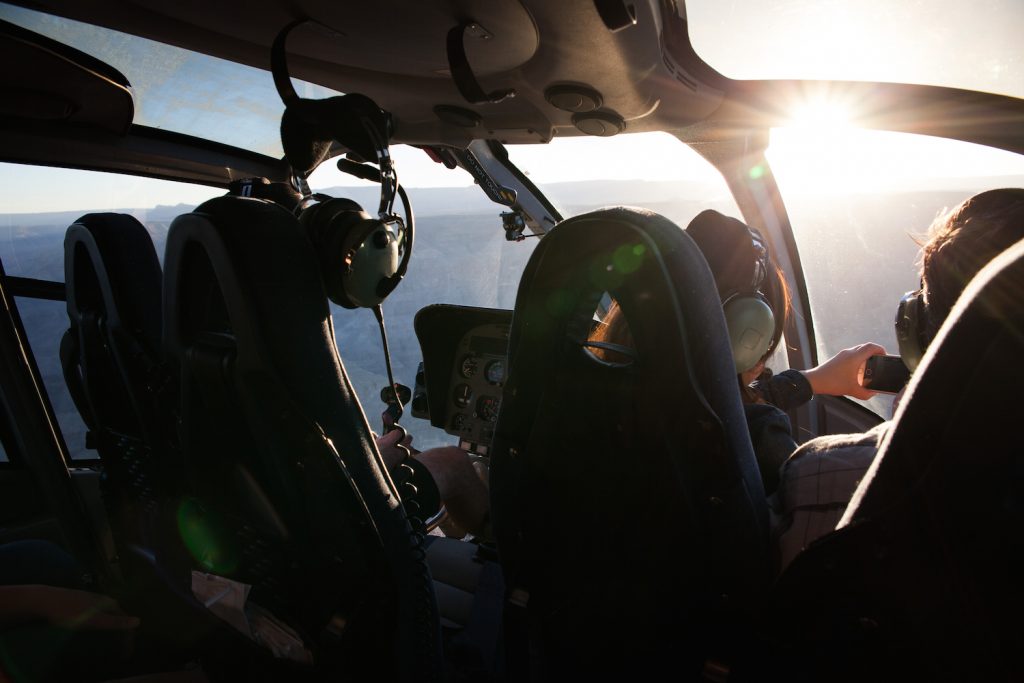 Inside a helicopter
