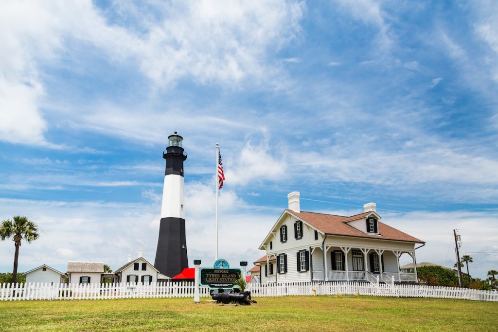 Black and White lighthouse on Tybee Island Georgia