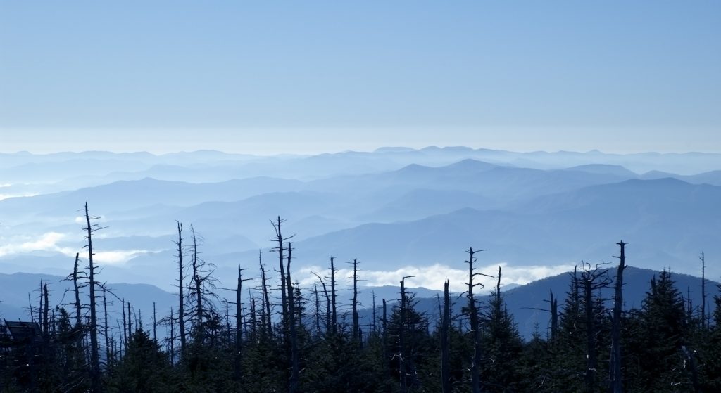 Amazing Smoky Mountains panoramic view from Clingman's Dome