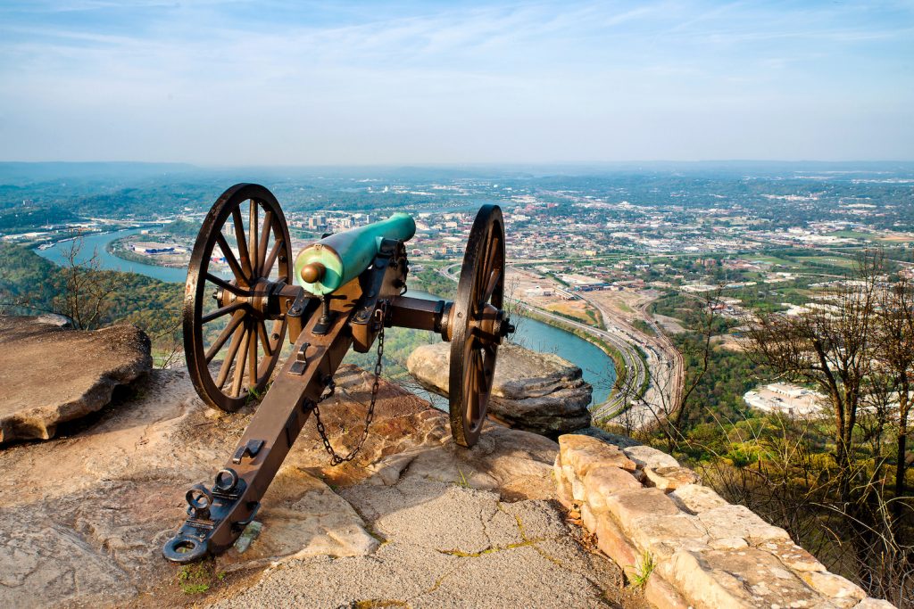 Civil war era cannon overlooking Chattanooga, Tennessee