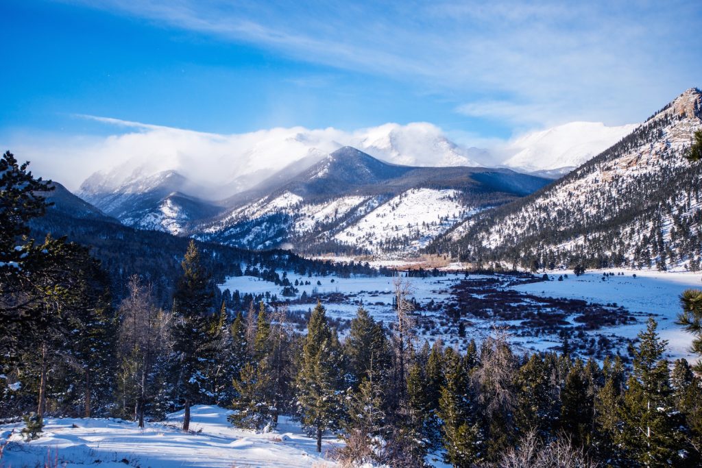 Rocky Mountains in Winter. Rocky Mountain National Park Colorado United States.