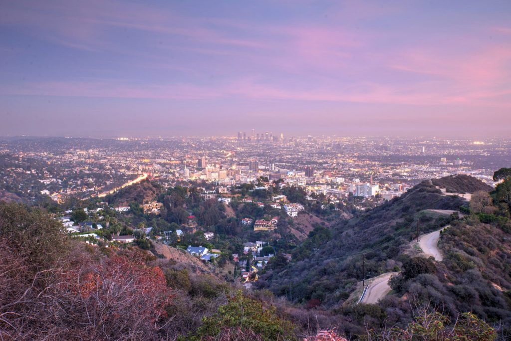 Aerial view of Los angeles city from Runyon Canyon park. concept about traveling nature and backgrounds