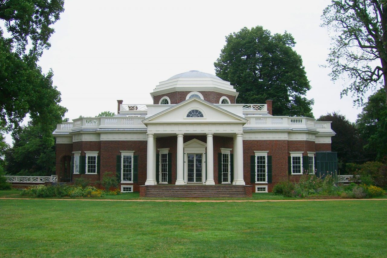 Monticello, historic home of Founding Father Thomas Jefferson in Virginia.