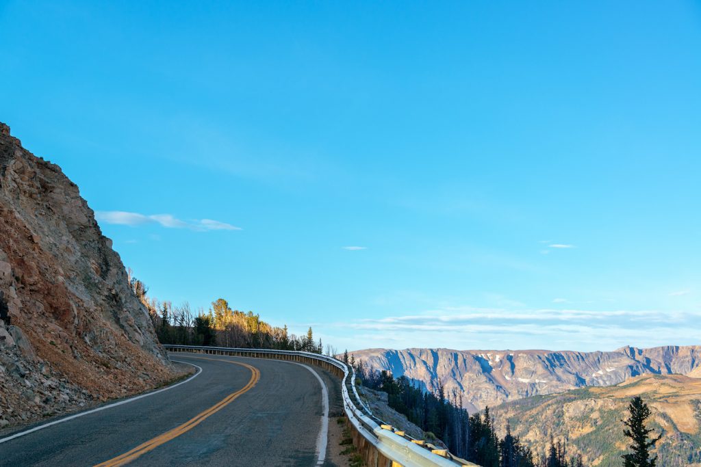Highway to Yellowstone National Park with the Beartooth Mountains