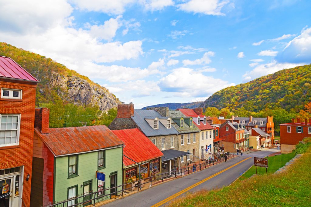 Houses in the historic town of Harpers Ferry, West Virginia