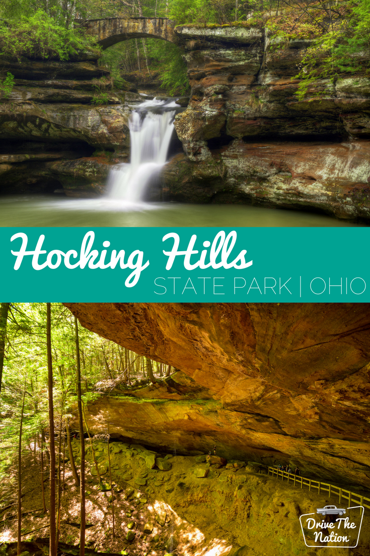 Hocking Hills State Park in Ohio is a dramatic and wild park. It is famous for its rock formations, waterfalls, cliffs, caves, gorges, and streams.