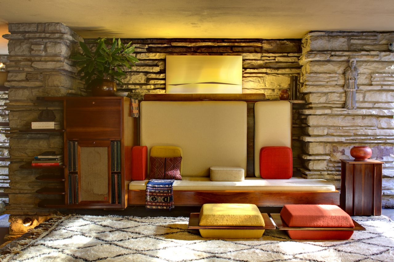 Living room view of Fallingwater