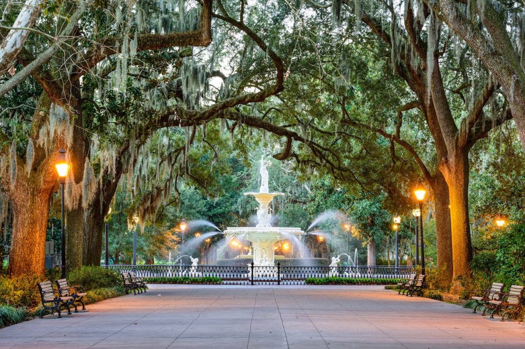 Savannah, Georgia, USA at Forsyth Park Fountain