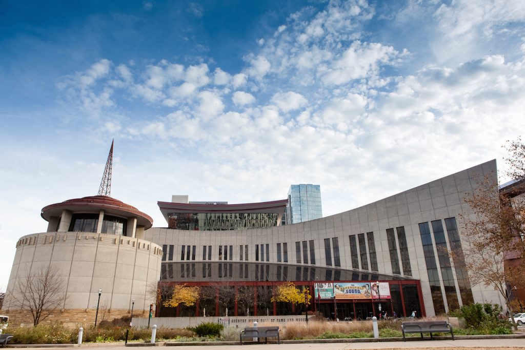 Exterior photo of the Country Music Hall of Fame building 