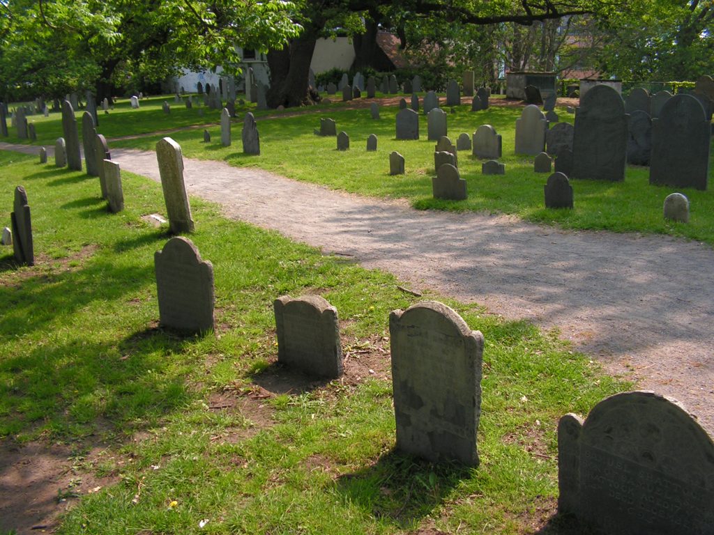 Salem witch graveyard in Massachusetts. 