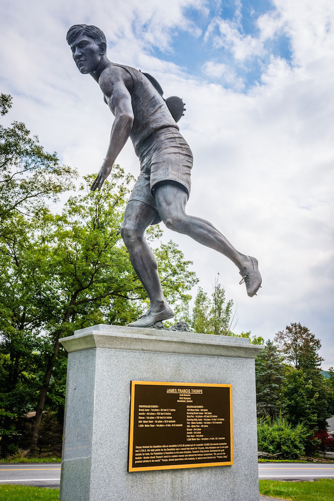 Jim Thorpe memorial statue in the JIM THORPE, PENNSYLVANIA 