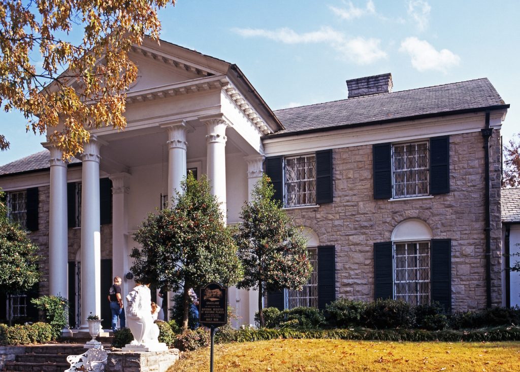 Front view of Graceland the home of Elvis Presley during the Autumn Memphis Tennessee United States of America