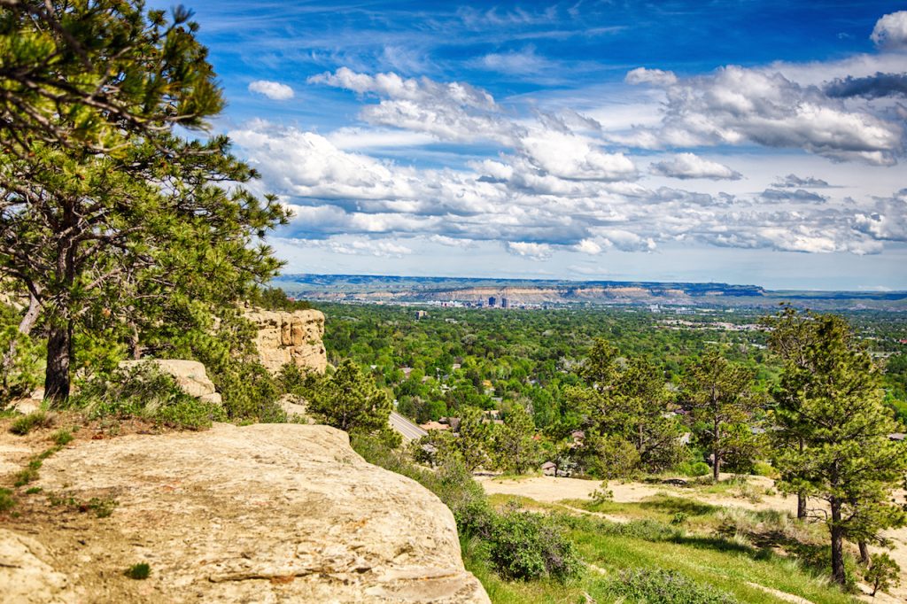 The view from the top of the sandstone bluffs surrounding Billings Montana.