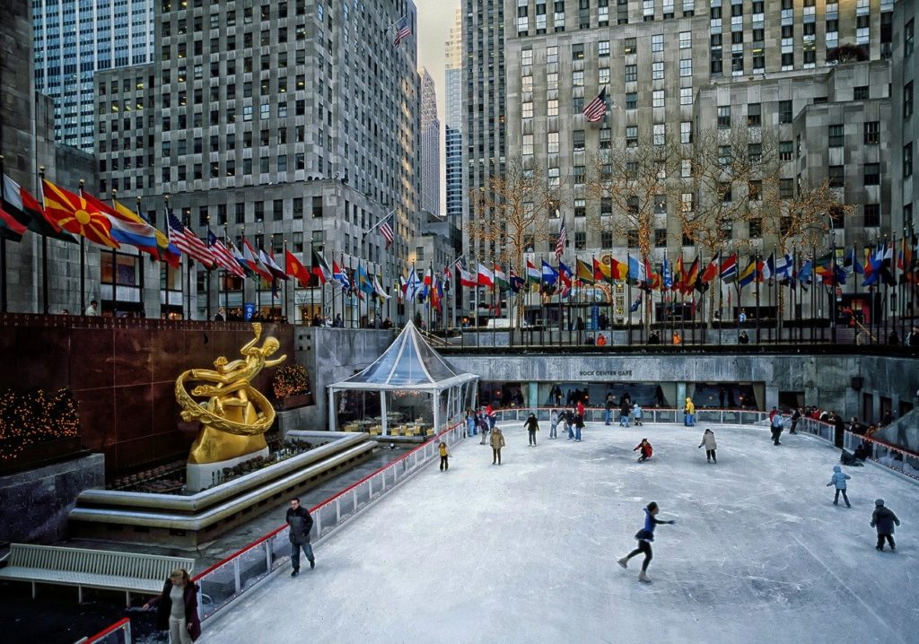 Ice skating in front of Rockefeller, New York CIty